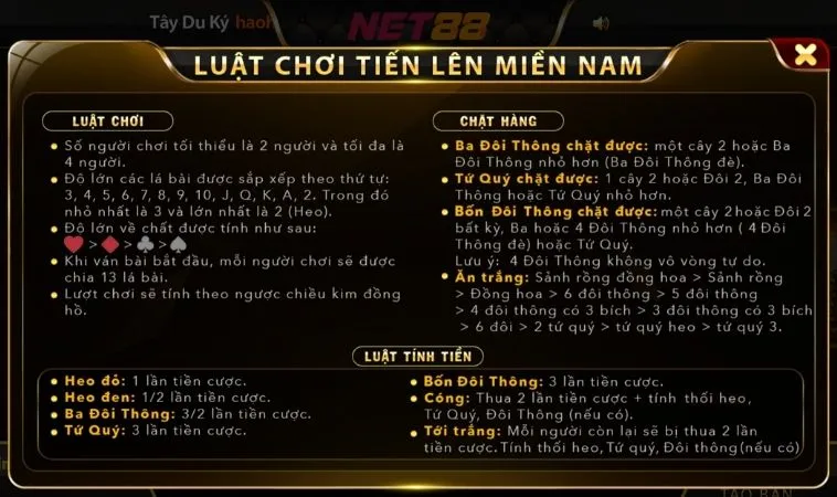 Luật chơi Tiến Lên Miền Nam Tại Cổng Game SunWin